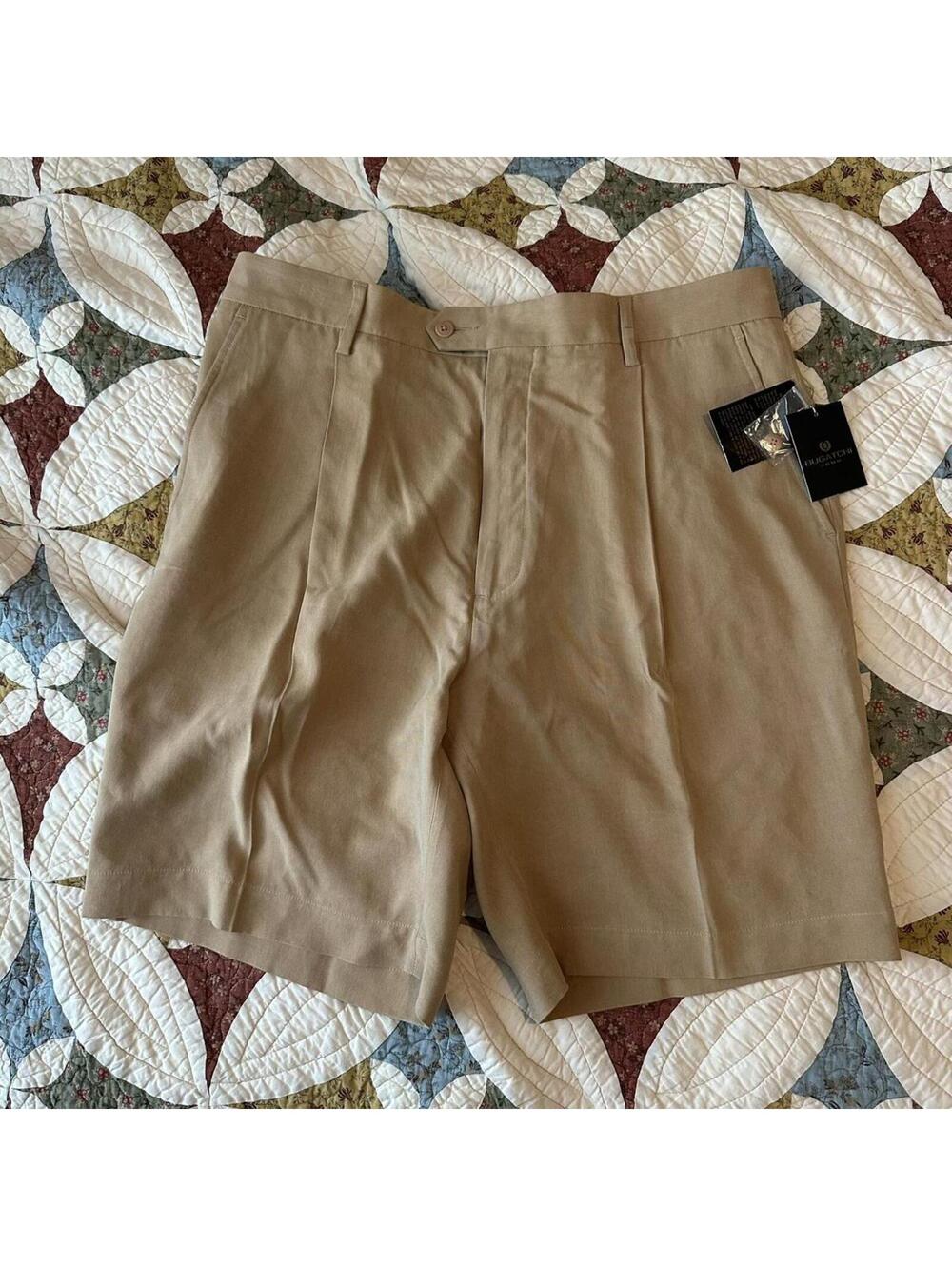 Tan Bugatchi silk linen shorts Size 35 NWT
